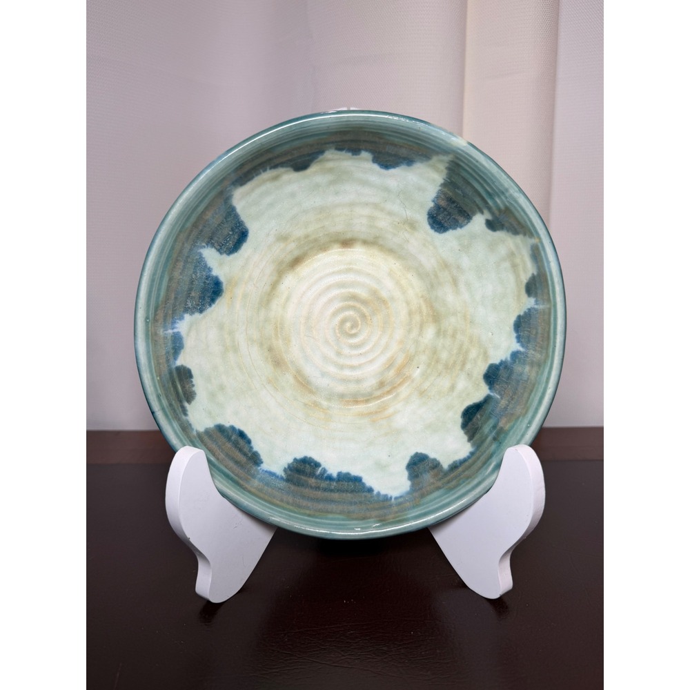 McCarty Pottery 8" Blue Bottom Bowl Dish Signed Mississippi Studio Art
